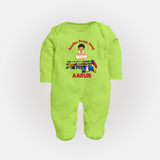 Ayudha Puja Mini Racer Full Body Suit - LIME GREEN - New Born (Chest 7.5")