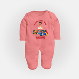 Ayudha Puja Mini Racer Full Body Suit - PEACH - New Born (Chest 7.5")