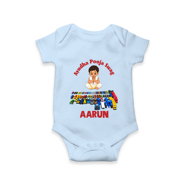 Ayudha Puja Mini Racer Romper - BABY BLUE - New Born (Chest 14")