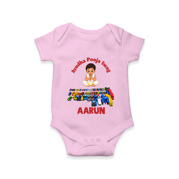Ayudha Puja Mini Racer Romper - BABY PINK - New Born (Chest 14")