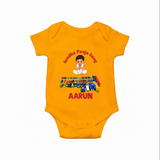 Ayudha Puja Mini Racer Romper - CHROME YELLOW - New Born (Chest 14")