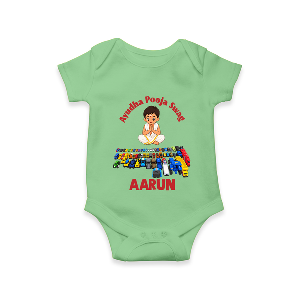 Ayudha Puja Mini Racer Romper - GREEN - New Born (Chest 14")