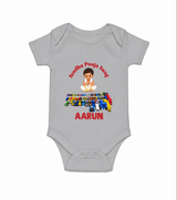 Ayudha Puja Mini Racer Romper - GREY - New Born (Chest 14")