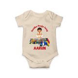 Ayudha Puja Mini Racer Romper - IVORY - New Born (Chest 14")