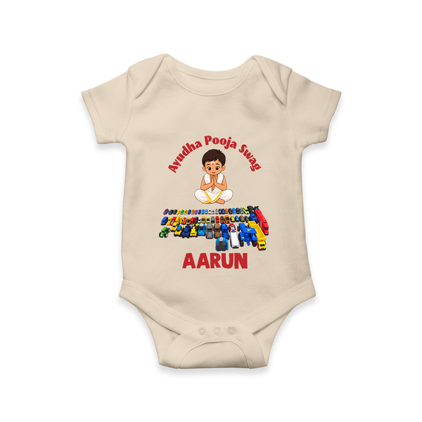 Ayudha Puja Mini Racer Romper - IVORY - New Born (Chest 14")