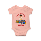 Ayudha Puja Mini Racer Romper - PEACH - New Born (Chest 14")
