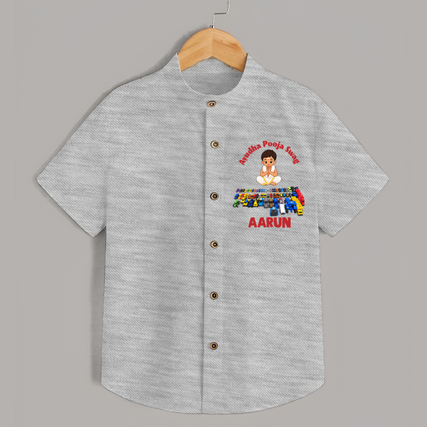 Ayudha Puja Mini Racer  Shirt - GREY - 0 - 6 Months Old (Chest 23")
