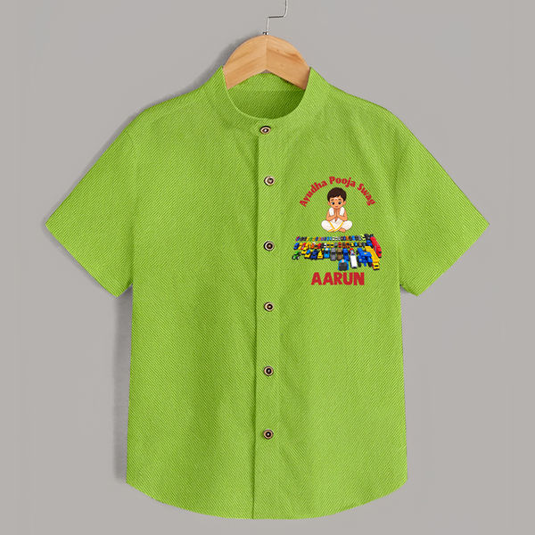 Ayudha Puja Mini Racer  Shirt - LIME GREEN - 0 - 6 Months Old (Chest 23")