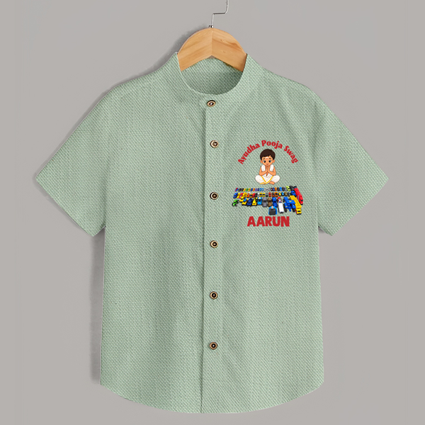 Ayudha Puja Mini Racer  Shirt - MINT GREEN - 0 - 6 Months Old (Chest 23")