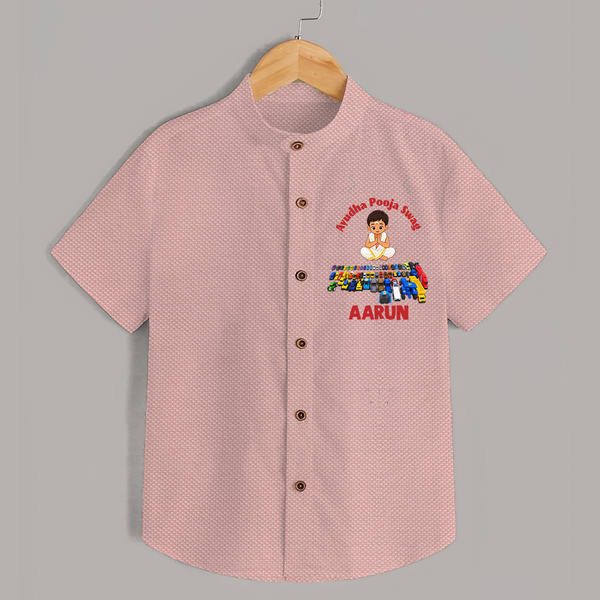 Ayudha Puja Mini Racer  Shirt - PEACH - 0 - 6 Months Old (Chest 23")