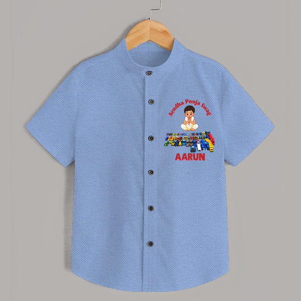 Ayudha Puja Mini Racer  Shirt - SKY BLUE - 0 - 6 Months Old (Chest 23")
