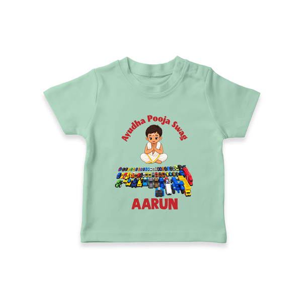 Ayudha Puja Mini Racer T Shirt - MINT GREEN - 0-5 Months Old (Chest 17")
