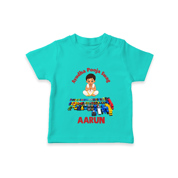 Ayudha Puja Mini Racer T Shirt - TEAL - 0-5 Months Old (Chest 17")