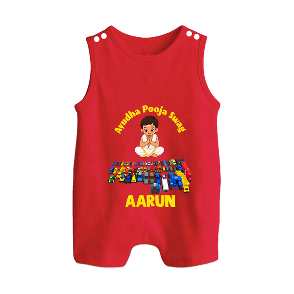 Ayudha Puja Mini Racer Button Romper - RED - New Born (Chest 18")