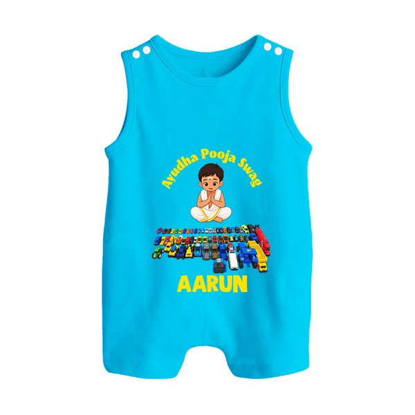 Ayudha Puja Mini Racer Button Romper - SKY BLUE - New Born (Chest 18")