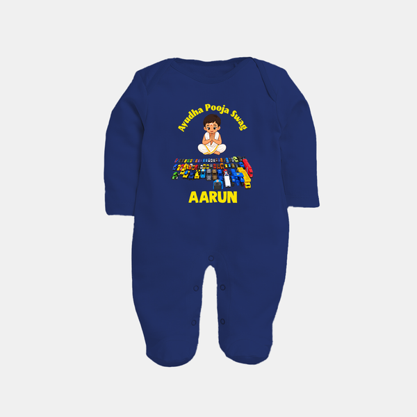 Ayudha Puja Mini Racer Full Body Suit - NAVY BLUE - New Born (Chest 7.5")