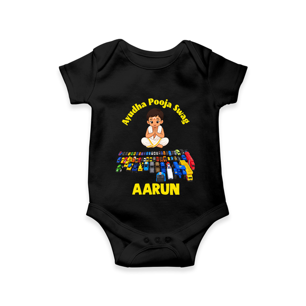 Ayudha Puja Mini Racer Romper - BLACK - New Born (Chest 14")
