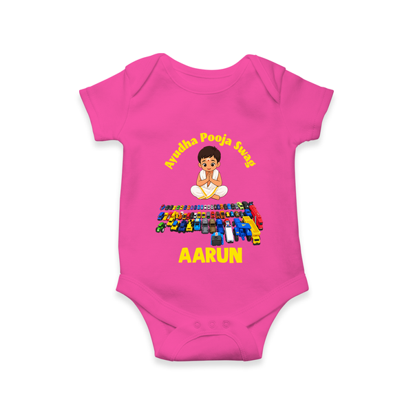 Ayudha Puja Mini Racer Romper - HOT PINK - New Born (Chest 14")
