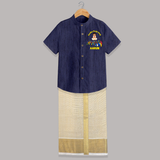 Ayudha Puja Mini Racer Shirt and Dhoti - DARK BLUE - 0 - 6 Months Old (Chest-23") (Dhoti length-14")