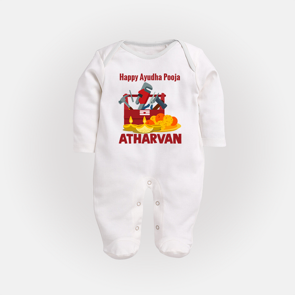Ayudha Puja Tool Master Full Body Suit - WHITE - New Born (Chest 7.5")