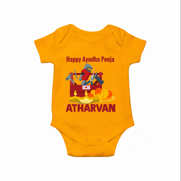 Ayudha Puja Tool Master Romper - CHROME YELLOW - New Born (Chest 14")