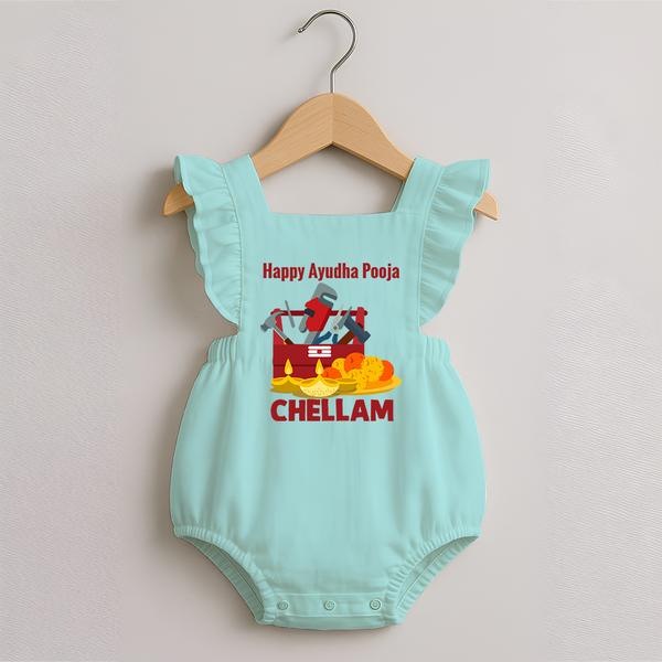 Ayudha Puja Tool Master Romper Frock - MINT GREEN - 0 - 3 Months Old (Chest 19")