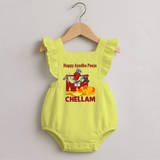 Ayudha Puja Tool Master Romper Frock - PASTEL YELLOW - 0 - 3 Months Old (Chest 19")