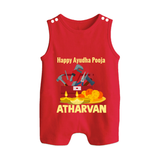 Ayudha Puja Tool Master Button Romper - RED - New Born (Chest 18")