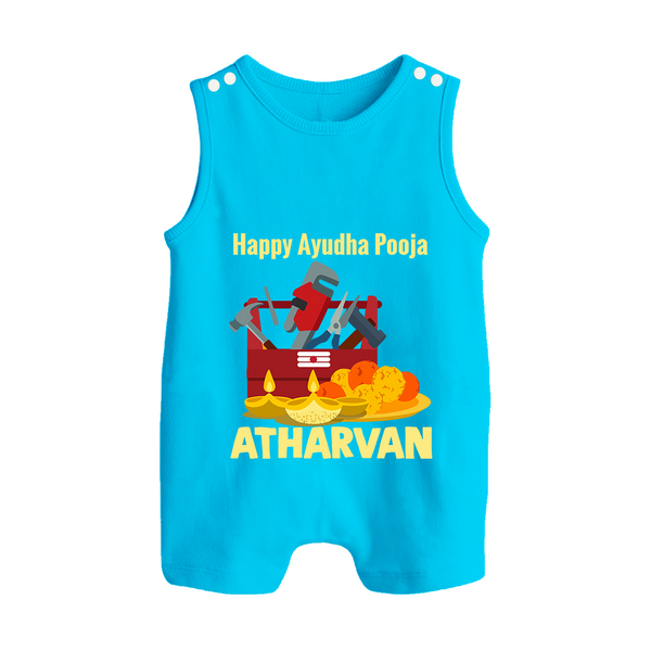 Ayudha Puja Tool Master Button Romper - SKY BLUE - New Born (Chest 18")