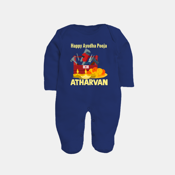 Ayudha Puja Tool Master Full Body Suit - NAVY BLUE - New Born (Chest 7.5")