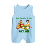 Ayudha Puja Little Hands Big Dreams Button Romper - BABY BLUE - New Born (Chest 18")