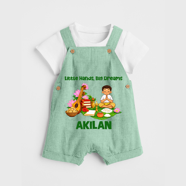 Ayudha Puja Little Hands Big Dreams Dungaree - MINT GREEN - 0 - 5 Months Old (Chest 18")