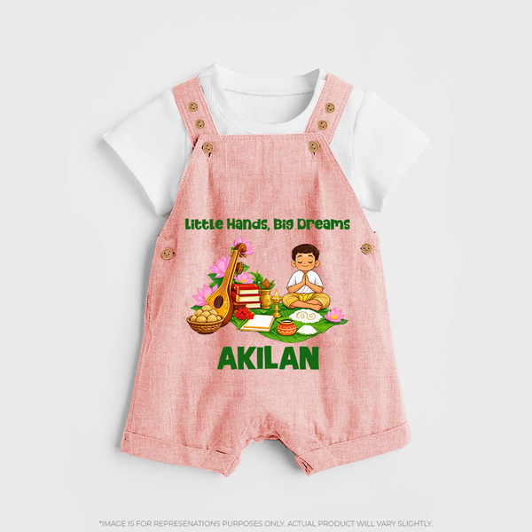 Ayudha Puja Little Hands Big Dreams Dungaree - PEACH - 0 - 5 Months Old (Chest 18")