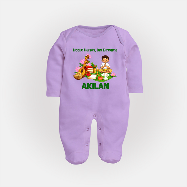 Ayudha Puja Little Hands Big Dreams Full Body Suit - LILAC - New Born (Chest 7.5")