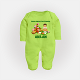 Ayudha Puja Little Hands Big Dreams Full Body Suit - LIME GREEN - New Born (Chest 7.5")