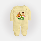Ayudha Puja Little Hands Big Dreams Full Body Suit - PASTEL YELLOW - New Born (Chest 7.5")