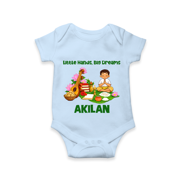 Ayudha Puja Little Hands Big Dreams Romper - BABY BLUE - New Born (Chest 14")