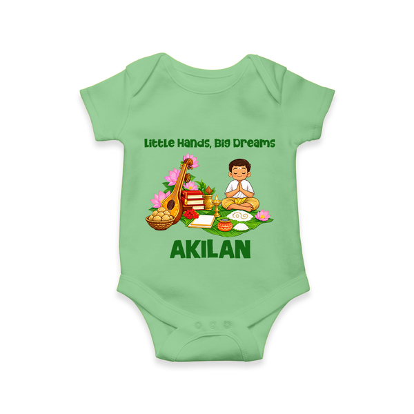 Ayudha Puja Little Hands Big Dreams Romper - GREEN - New Born (Chest 14")