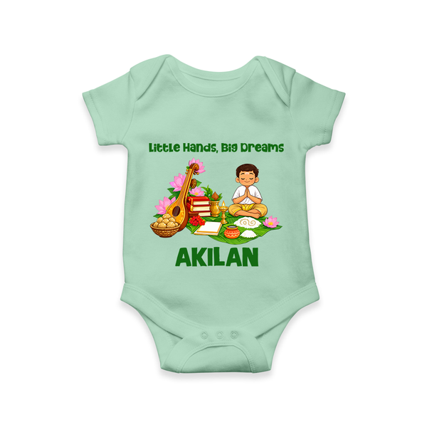 Ayudha Puja Little Hands Big Dreams Romper - MINT GREEN - New Born (Chest 14")