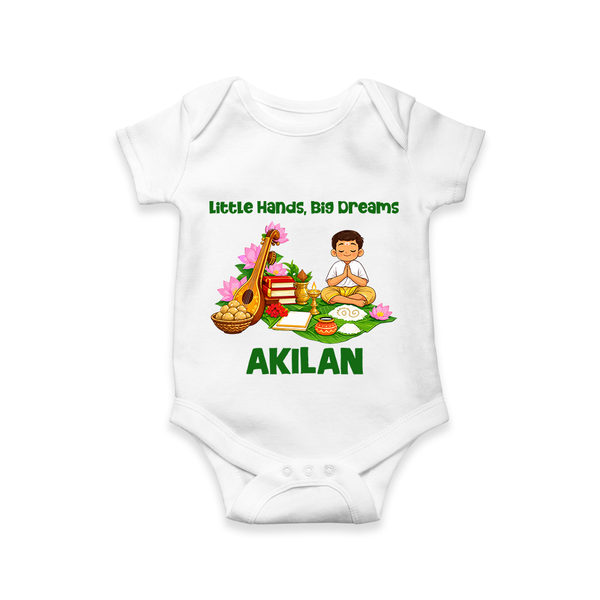 Ayudha Puja Little Hands Big Dreams Romper - WHITE - New Born (Chest 14")