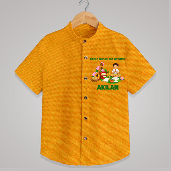 Ayudha Puja Little Hands Big Dreams  Shirt - CHROME YELLOW - 0 - 6 Months Old (Chest 23")
