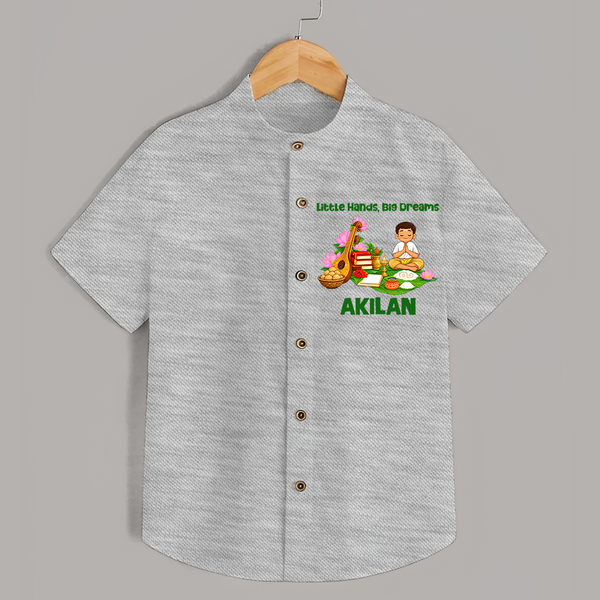 Ayudha Puja Little Hands Big Dreams  Shirt - GREY - 0 - 6 Months Old (Chest 23")