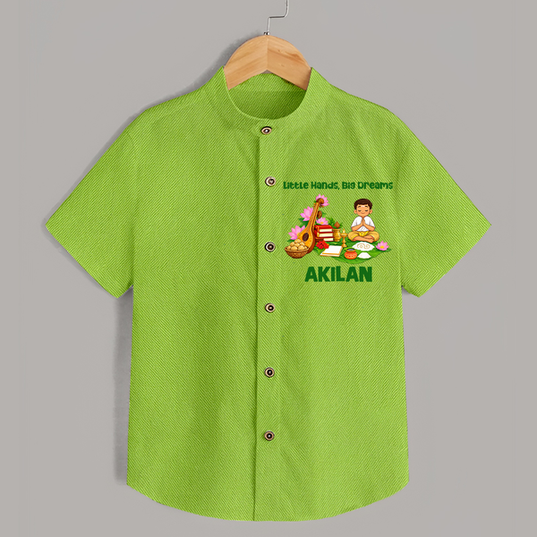 Ayudha Puja Little Hands Big Dreams  Shirt - LIME GREEN - 0 - 6 Months Old (Chest 23")