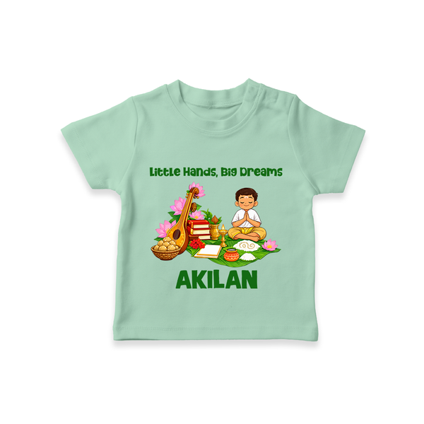 Ayudha Puja Little Hands Big Dreams T Shirt - MINT GREEN - 0-5 Months Old (Chest 17")