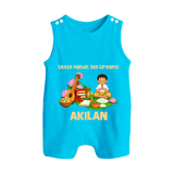 Ayudha Puja Little Hands Big Dreams Button Romper - SKY BLUE - New Born (Chest 18")