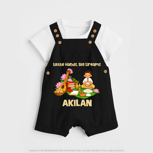 Ayudha Puja Little Hands Big Dreams Dungaree - BLACK - 0 - 5 Months Old (Chest 18")