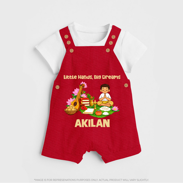 Ayudha Puja Little Hands Big Dreams Dungaree - RED - 0 - 5 Months Old (Chest 18")