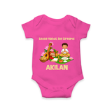 Ayudha Puja Little Hands Big Dreams Romper - HOT PINK - New Born (Chest 14")