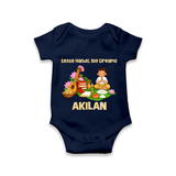 Ayudha Puja Little Hands Big Dreams Romper - NAVY BLUE - New Born (Chest 14")