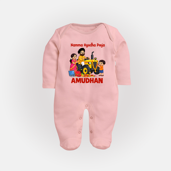 Namma Ayudha Puja Family Celebration Full Body Suit - BABY PINK - New Born (Chest 7.5")